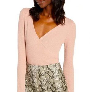 Leith Rib Wrap Sweater Light Pink  S *NWOT